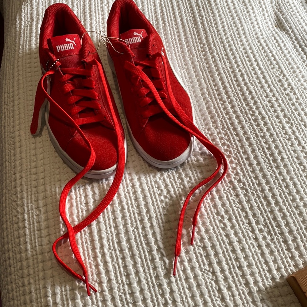 Puma suede sneakers- color red